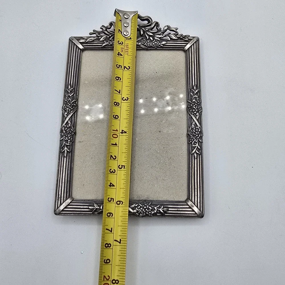 Vintage Silver Floral & Bow Detail Photo Picture Frame 6.25 X 4.25