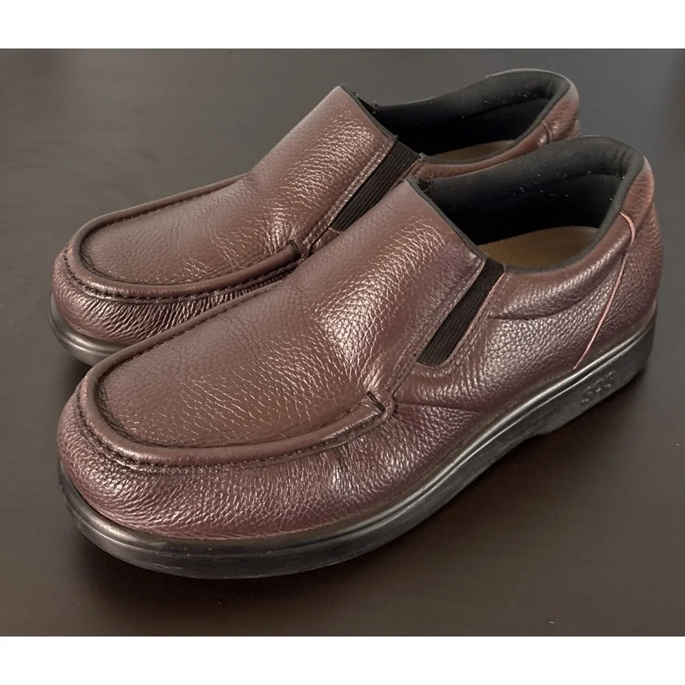 SAS Side Gore Men's Brown Size 13 Leather Slip On Loafer Comfort Walking Shoes