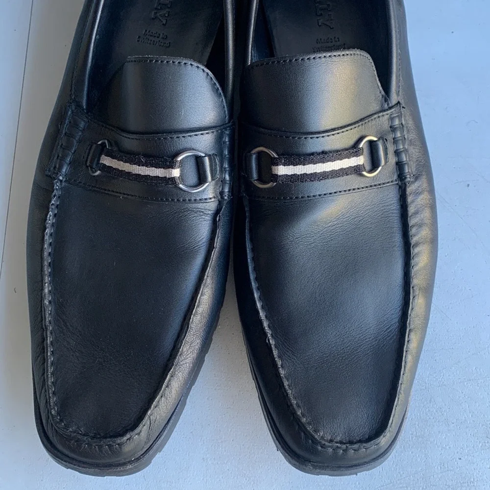 Bally Marano Webbing Bit Driving Loafer Shoes Mens 11.5 D Black Leather Slip On