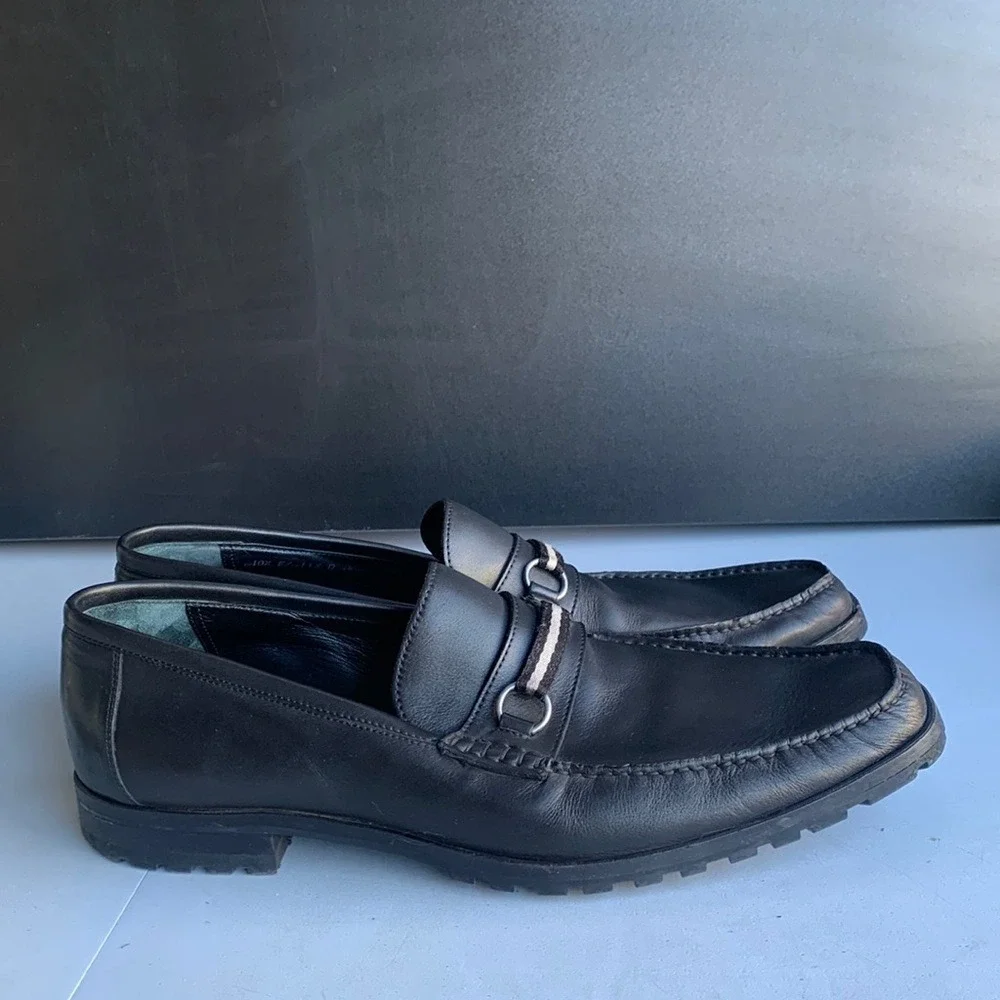 Bally Marano Webbing Bit Driving Loafer Shoes Mens 11.5 D Black Leather Slip On
