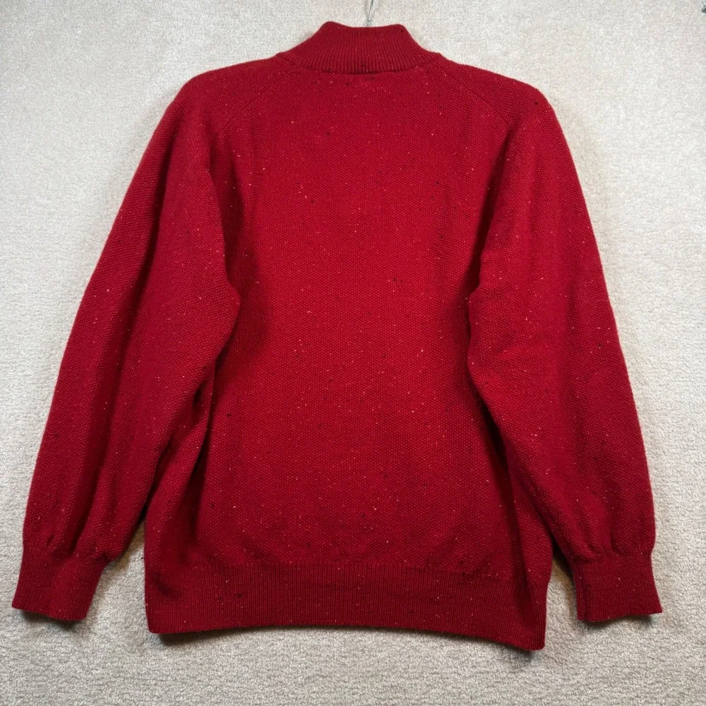 Jos. A. Bank Quarter Zip Sweater Mens XL Red Lambswool Blend Donegal Speckled