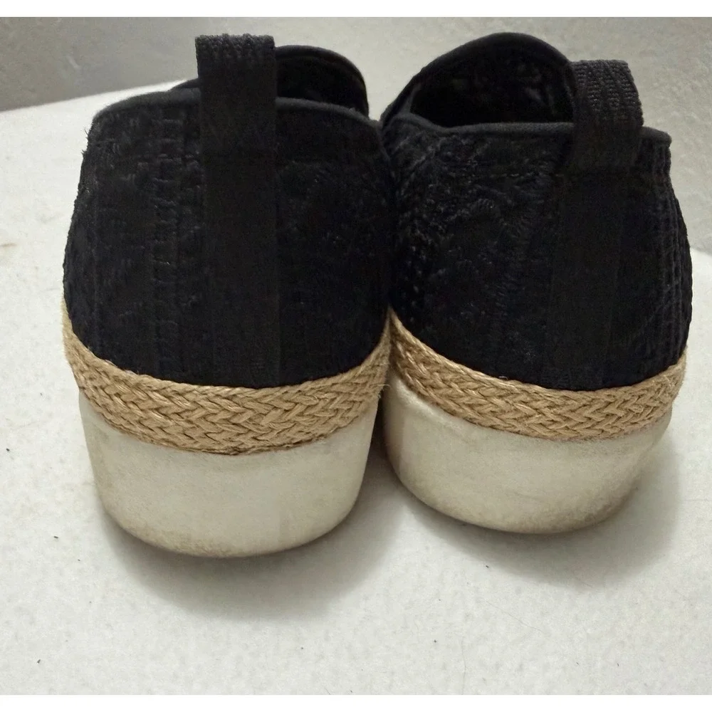 Skechers BOBS Women Black Crochet Espadrille Slip On Flats Memory Foam SZ 10