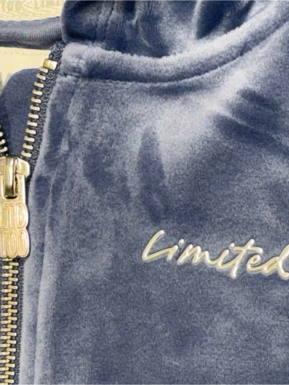 Limited Too Blue Velour 2-Piece Tracksuit Set Full Zip Hooded Hoodie & Pants XL