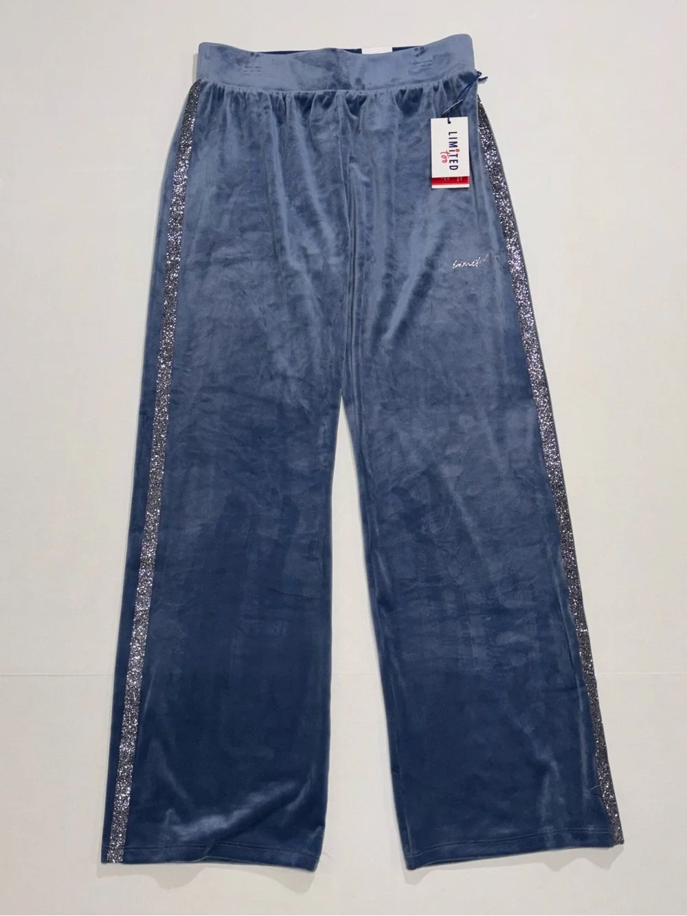 Limited Too Blue Velour 2-Piece Tracksuit Set Full Zip Hooded Hoodie & Pants XL