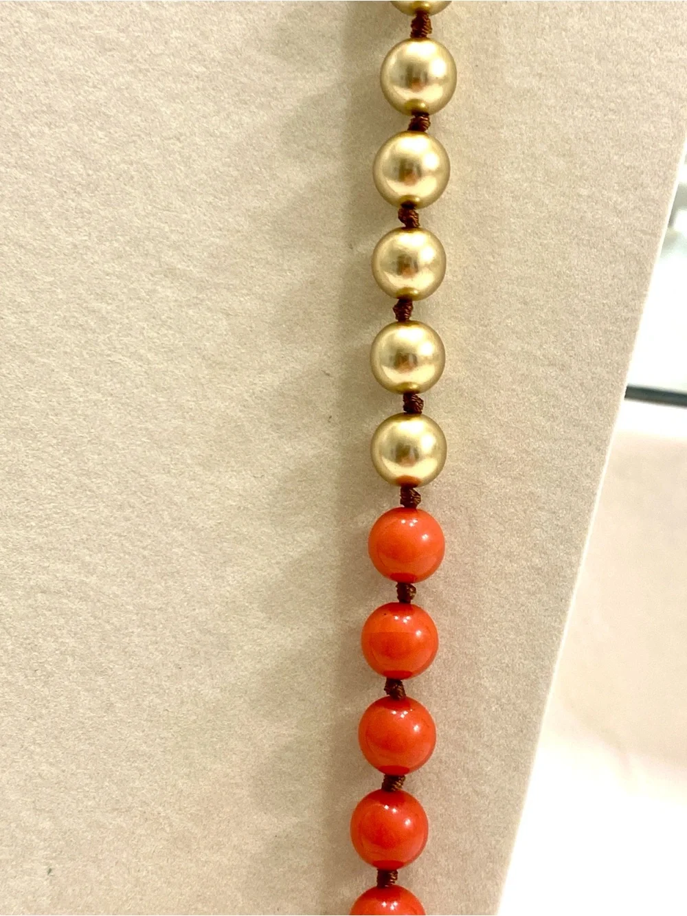 J. Crew Gold, Coral and Pink Beaded Necklace