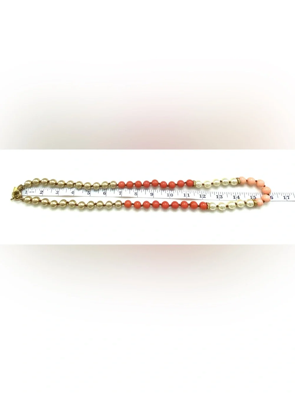 J. Crew Gold, Coral and Pink Beaded Necklace
