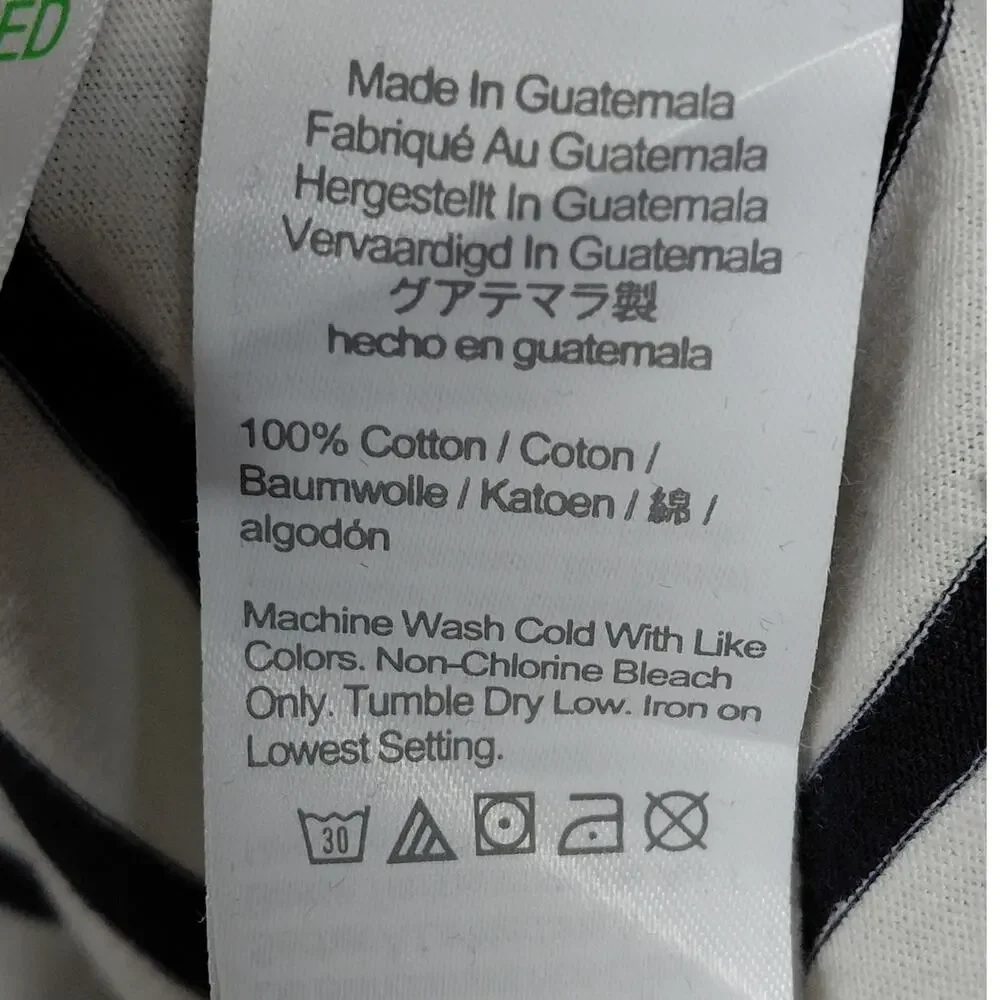J.Crew Black Turtleneck Knit Stretch Striped T-Shirt Women Size S