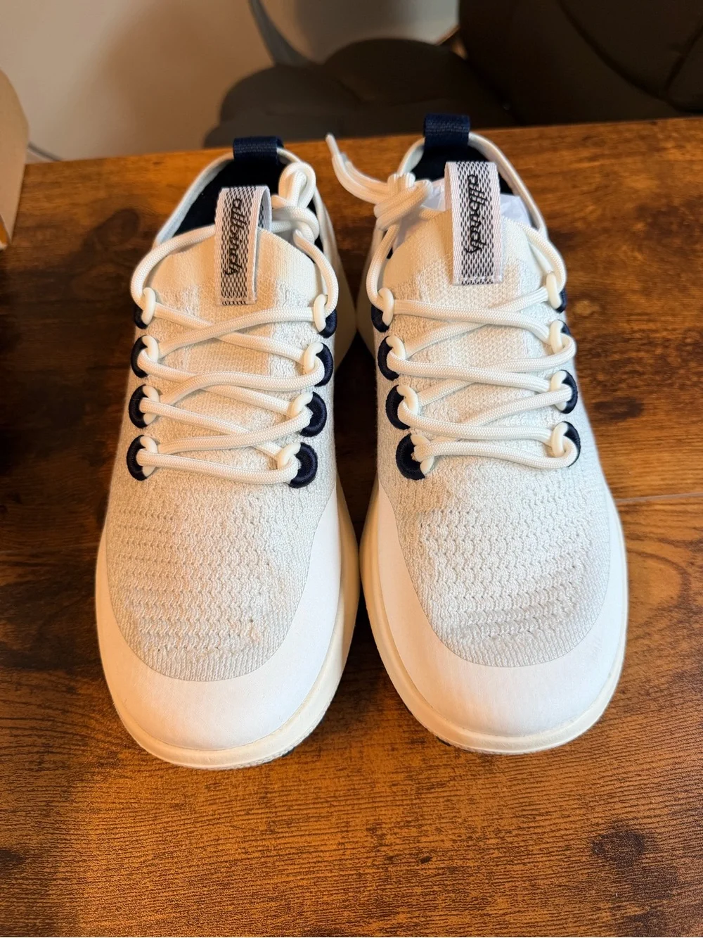 Lightweight White Knit Sneakers with Navy Accents 8M/9.5W