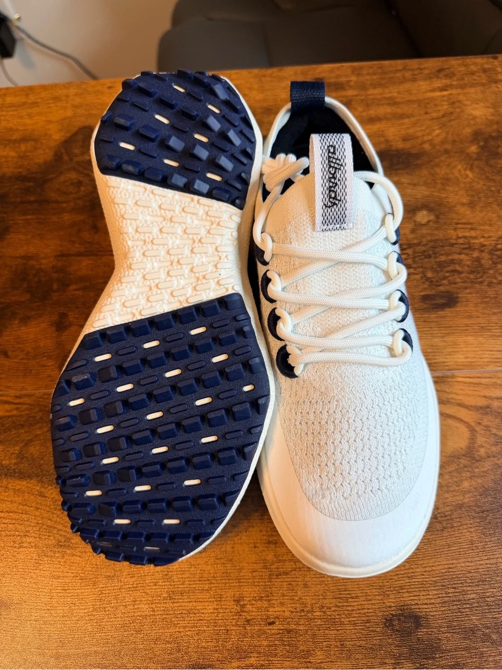 Lightweight White Knit Sneakers with Navy Accents 8M/9.5W