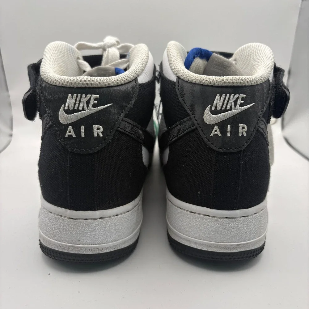 Nike Air Force 1 Mid Pine Green Black White Canvas Leather DZ3640-900 Mens 7