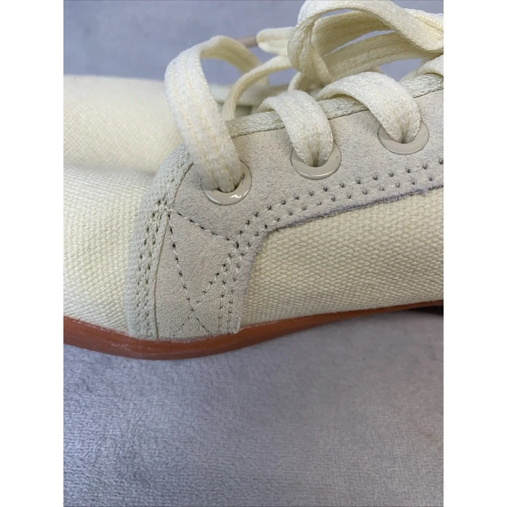 WHITIN Barefoot Shoe Men's Size 4 EU 37 Wide Cream Canvas‎ Box Toe Minimalist