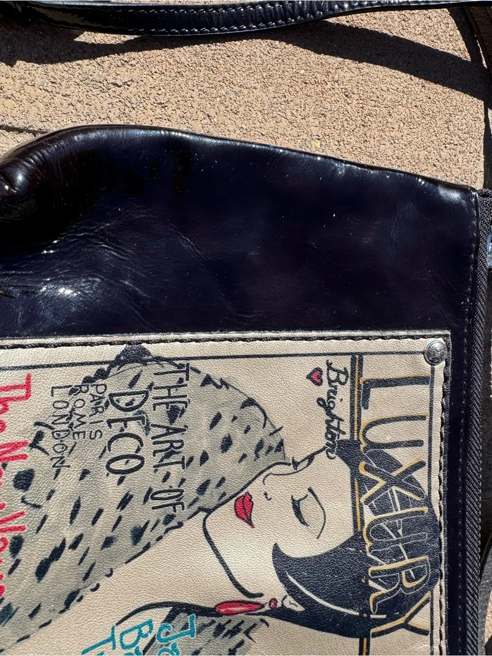 Brighton Black Crossbody with Art Deco Graphic Panel