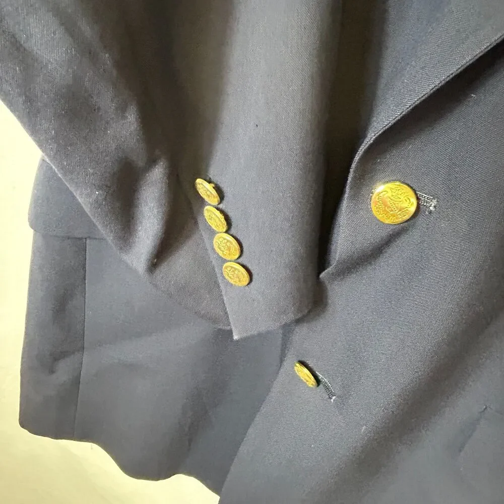 Hart Schafner & Marx Nordstrom Classic Navy Wool Goldtone Button Blazer Sz 42XL
