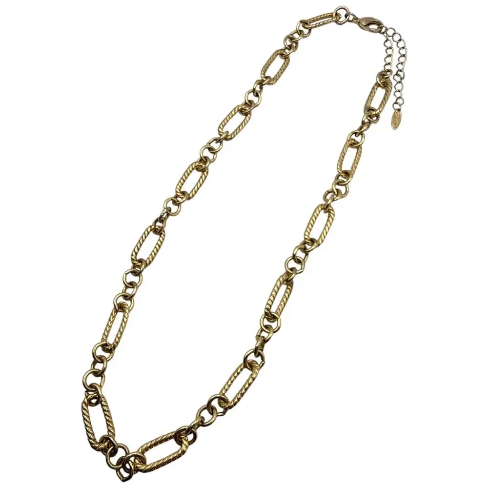 Vintage VCLM Gold Tone Textured Rope Link Chain Chunky Statement⁠ 18” - 20”