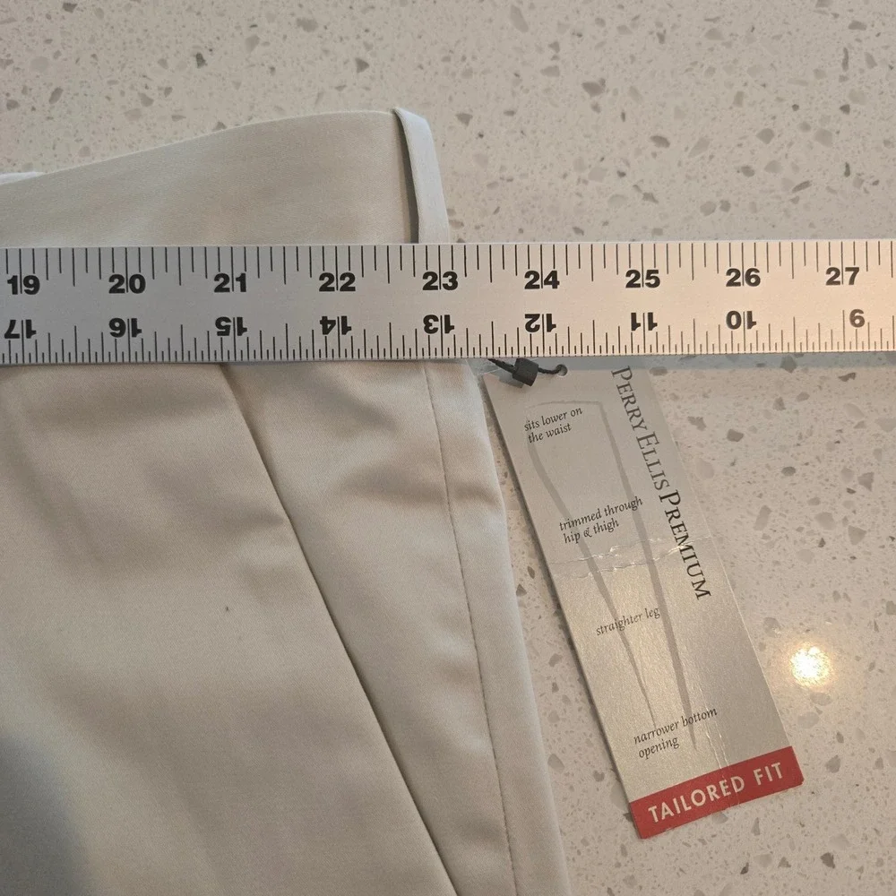 Perry Ellis Pants 44x30 Premium Mens Moonbeam Tailor Fit Luxury Performance NEW