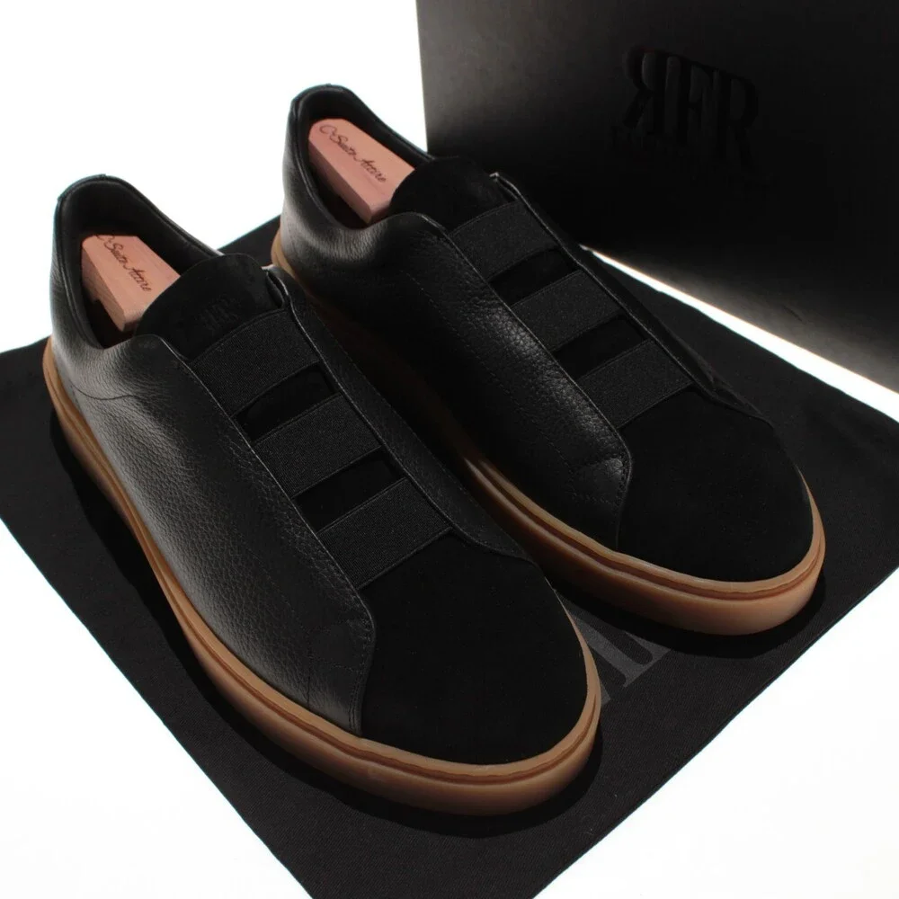 RFR Fabiano Ricci NWB Slip On Sneakers Size 45 (US 12) in Black Leather & Suede