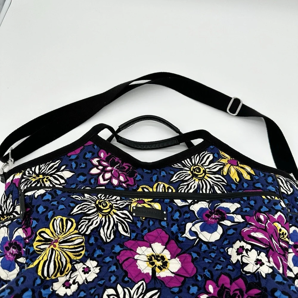 Vera Bradley‎ African Violet Floral Leopard Quilted Cotton Tote Crossbody Bag