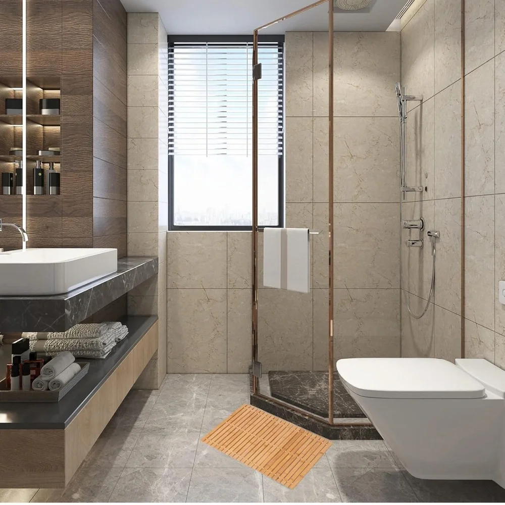 Bamboo Slatted Bath Mat - Natural
