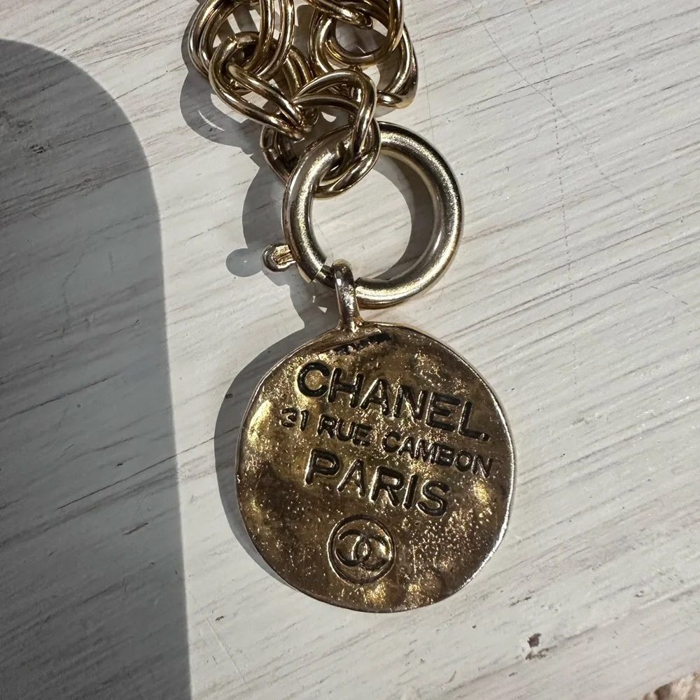 CHANEL Gold Chain Necklace with Paris Pendant