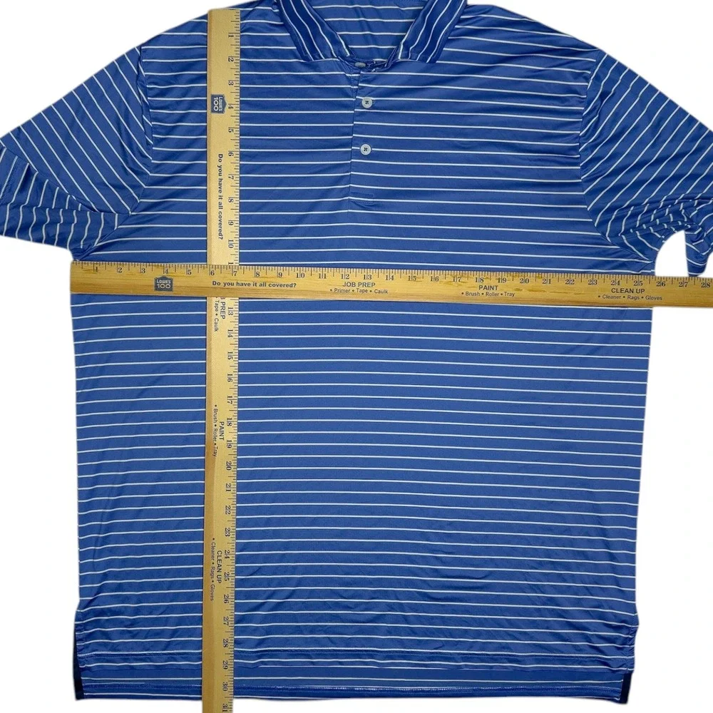RLX Ralph Lauren Mens XL Golf Polo Featherweight Performance Stretch Blue Stripe