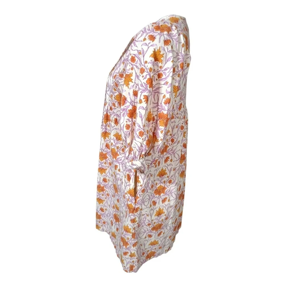 Women's S Cotton Prairie Core  Boho Cotton Pockets V-neck Dress Universal Thread