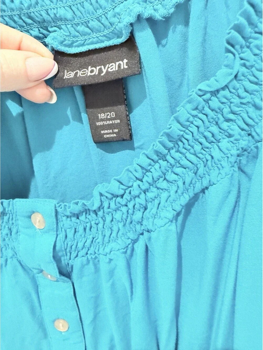 Lane Bryant Off Shoulder Top Womens 3/4 Sleeve Green/Blue Turquoise Size 18/20