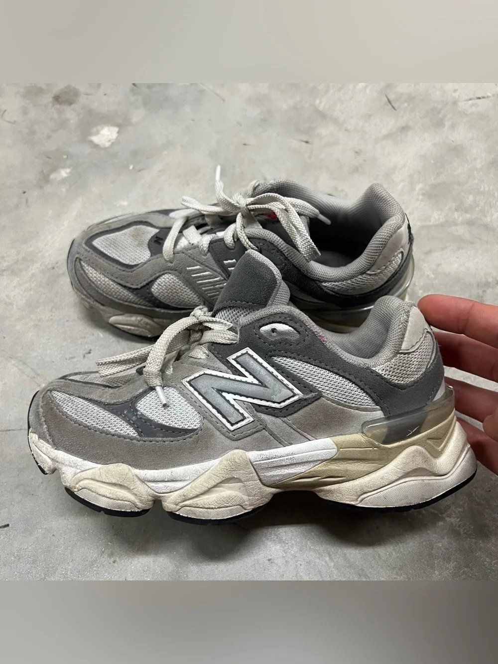 New Balance 9060 Grey/White Kids Sneakers PC9060GY- Size 2