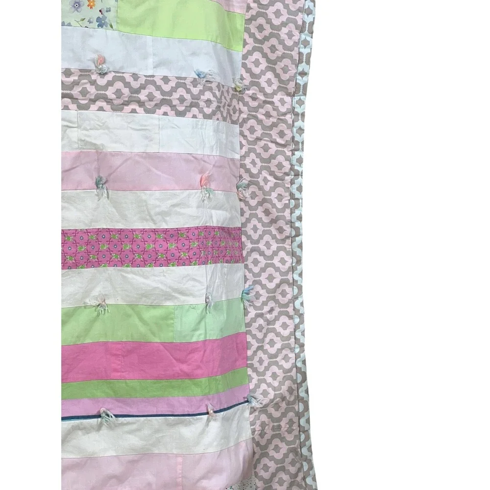 Handmade Grace‎ Lutheran Quilters Patchwork Tied Quilt Pink Green Hibbing MN