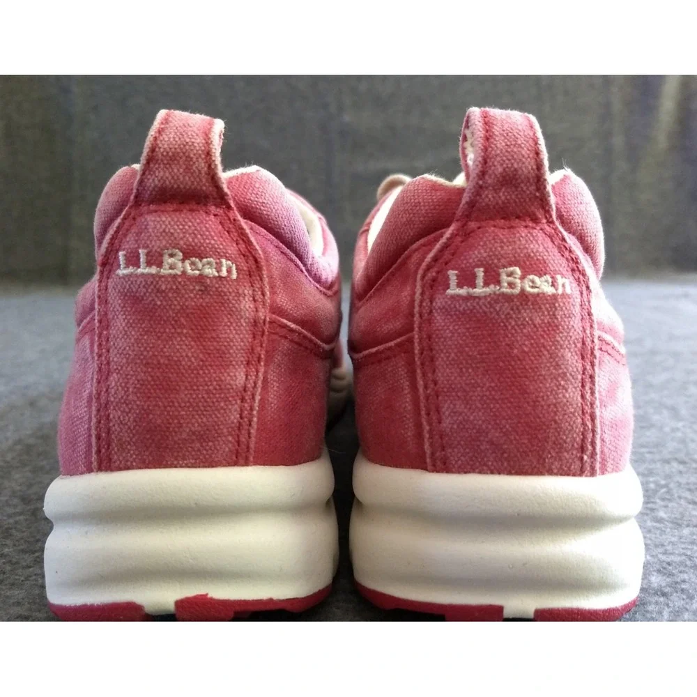 LL Bean Sunwashed Canvas Sneakers Red Women's Size 7 Lace Up Shoes 5330 NWOT NEW
