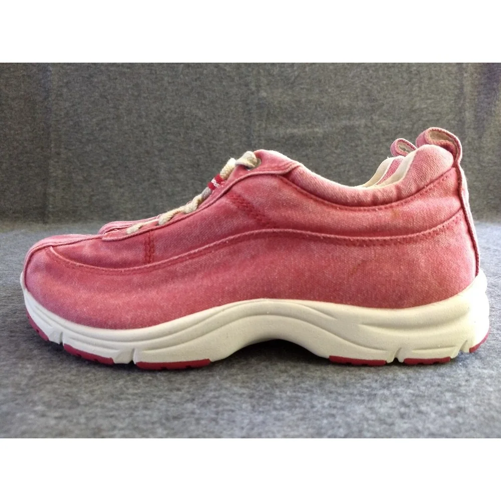 LL Bean Sunwashed Canvas Sneakers Red Women's Size 7 Lace Up Shoes 5330 NWOT NEW