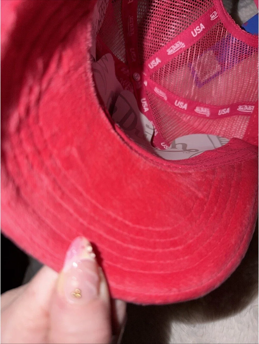 Von Dutch Pink Trucker Hat Mesh Back Adjustable One Size Solid Casual