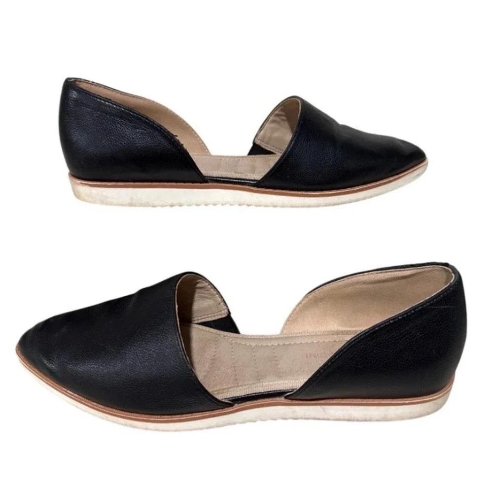 Adrienne Vittadini AV Latha Black D'Orsay Pointed Toe Flats Women's Size 8M
