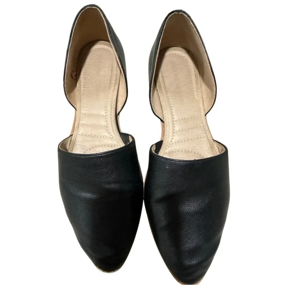 Adrienne Vittadini AV Latha Black D'Orsay Pointed Toe Flats Women's Size 8M