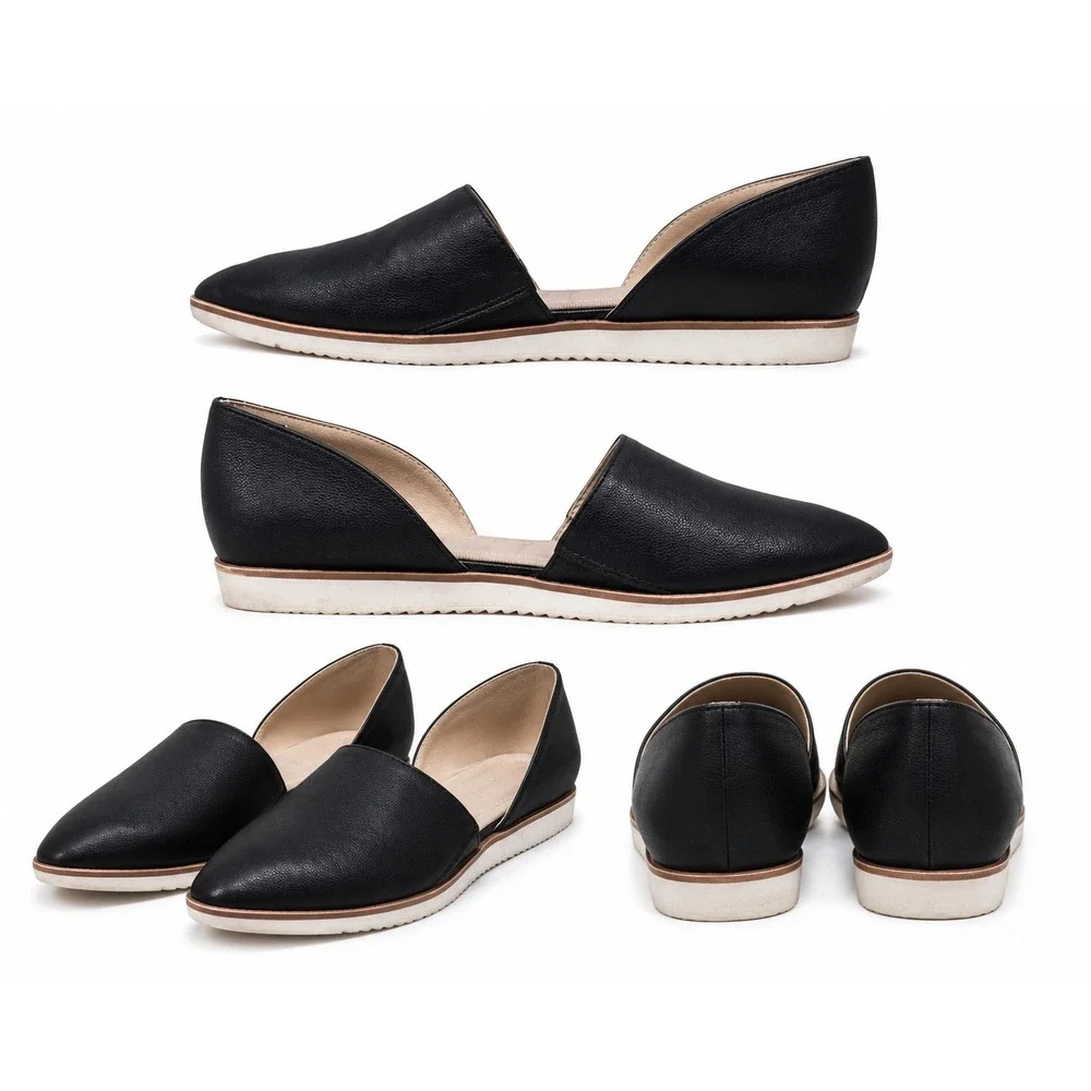 Adrienne Vittadini AV Latha Black D'Orsay Pointed Toe Flats Women's Size 8M