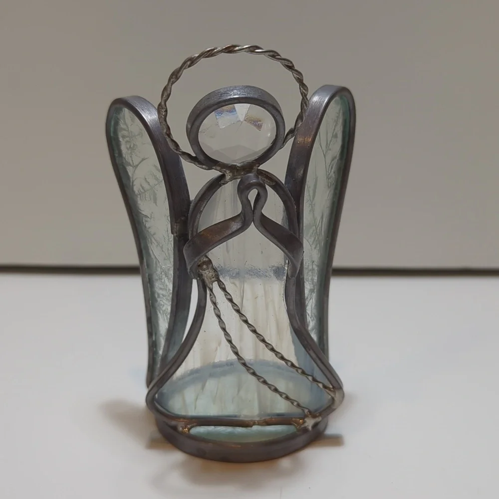 Angel Figurine Tea Lite Metal Detailed Frame Etched Body and Wings