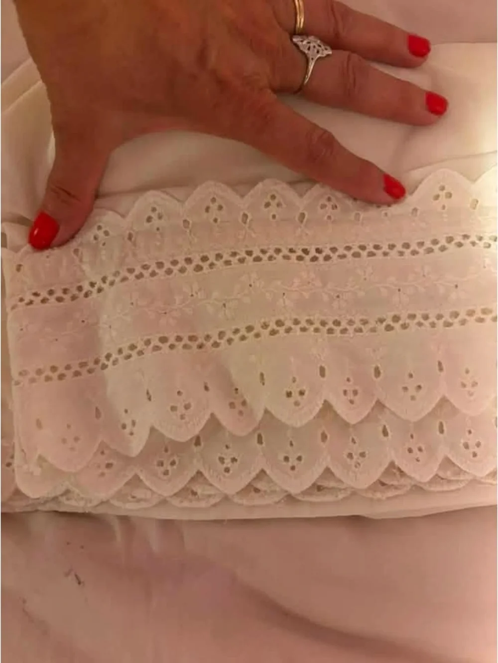 Vtg Wamsutta Penobscot Plus Beige Eyelet Double Flat Sheet NOS Wamsutta d6