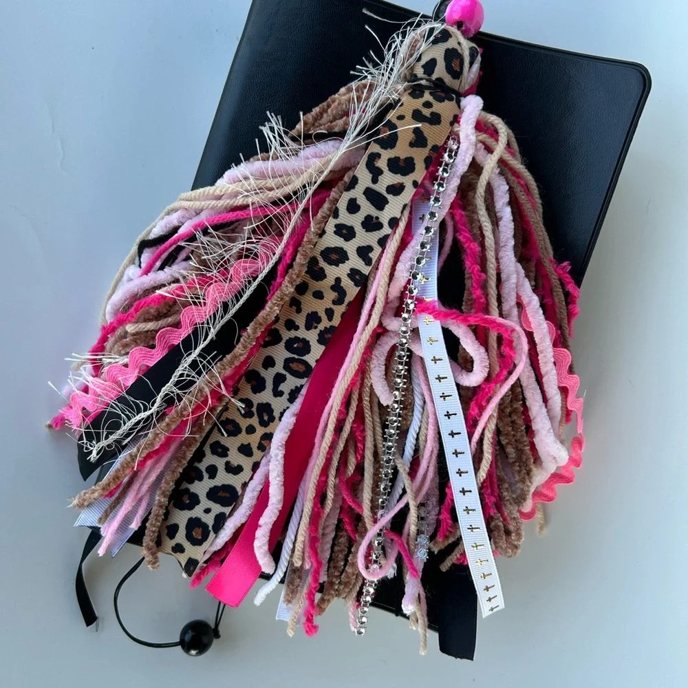 Leopard Print and Pink Tassel Bookmark Journal Bible Bookmark with Bling