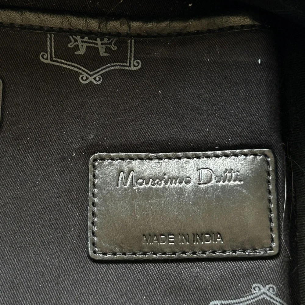 Massimo Dutti Backpack Mens Medium Black Leather Laptop Zip Pocket‎ Bag
