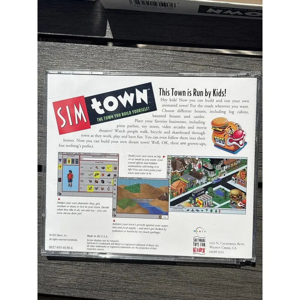 Sim Town Maxis Big Box PC Game Made, Windows 95/98, 1995 CD-ROM rare Vtg