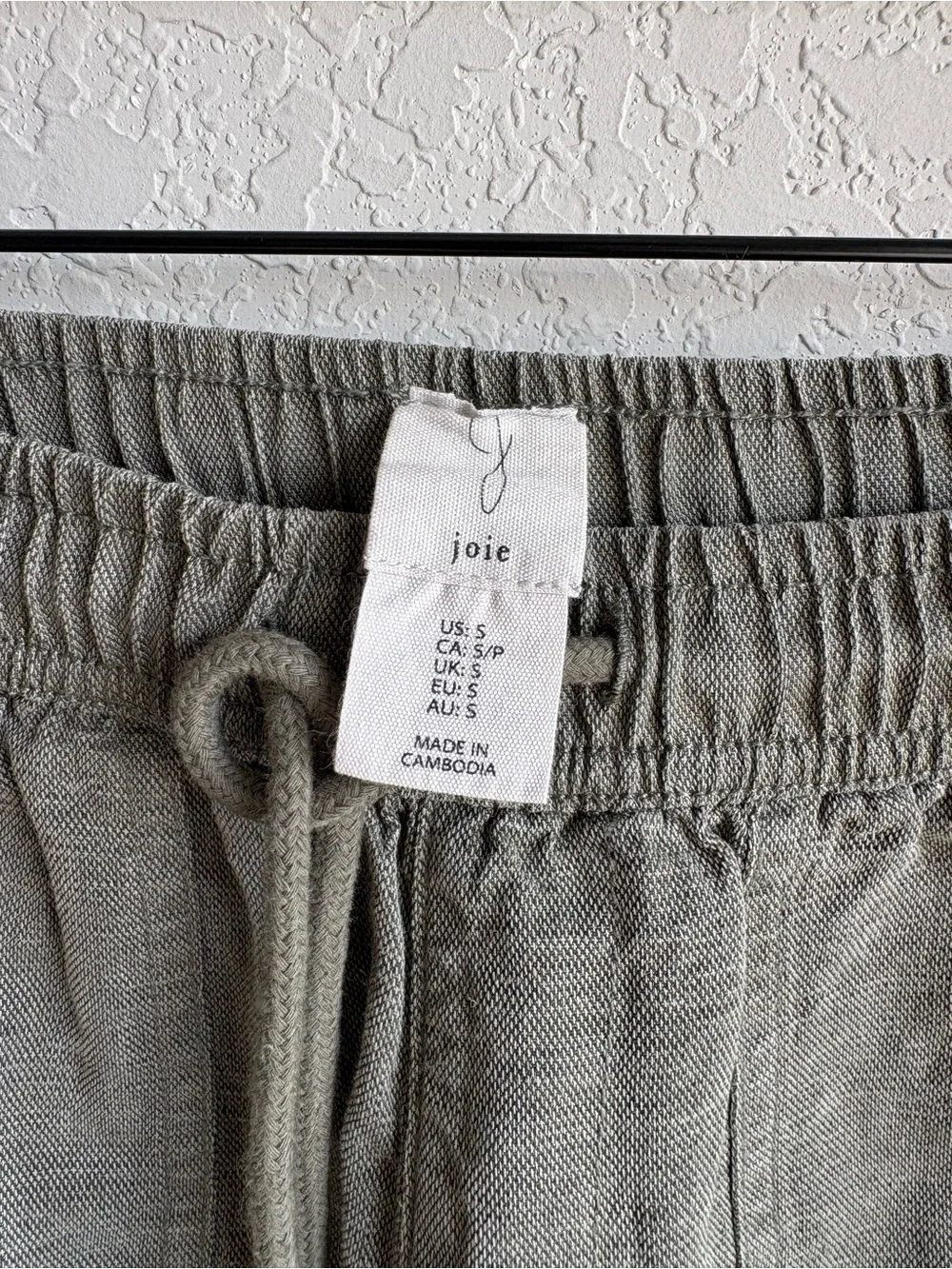 Joie Linen Lyocell Wide Leg Crop Pants Olive Green Drawstring Pull On Size S