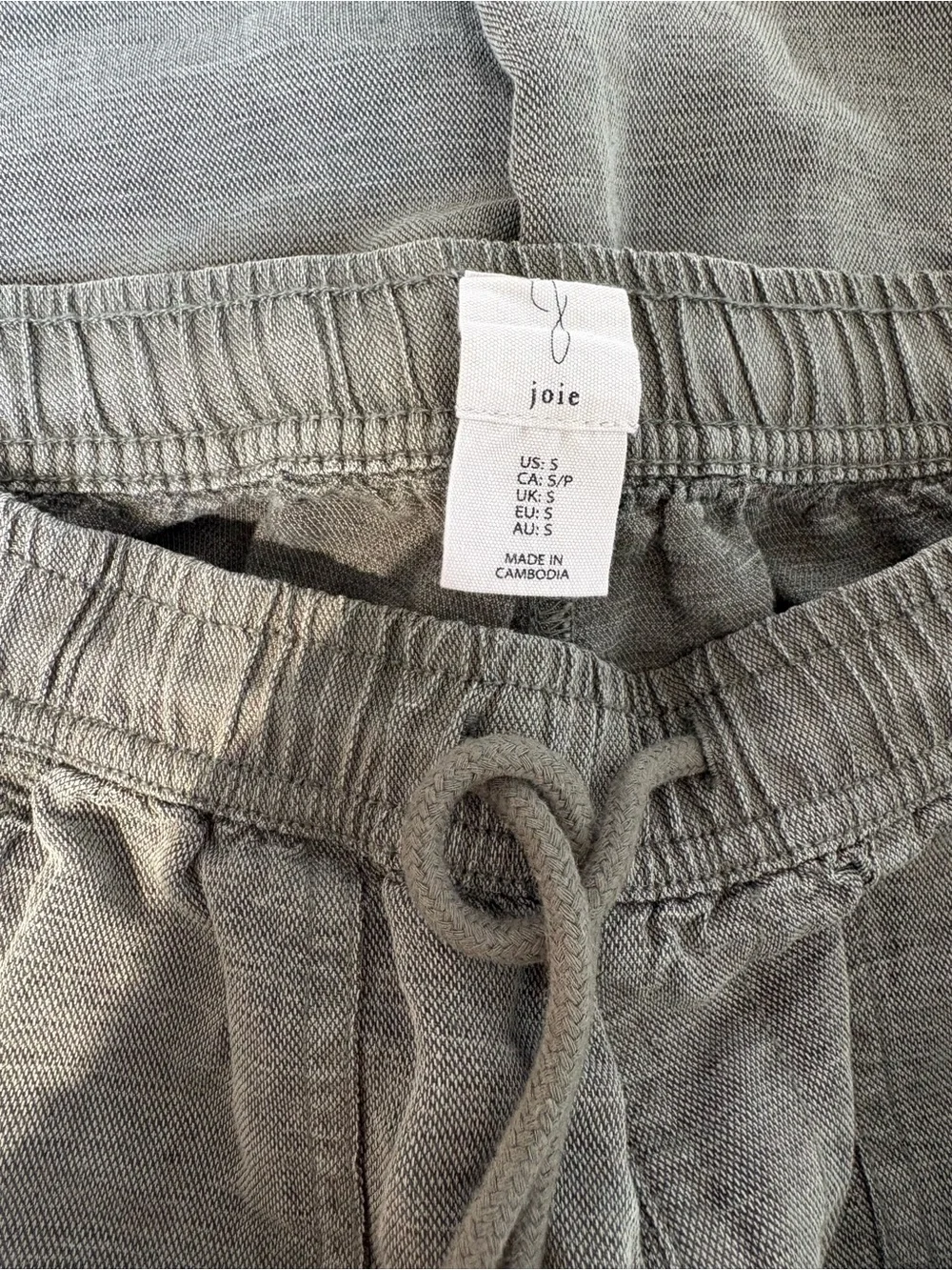 Joie Linen Lyocell Wide Leg Crop Pants Olive Green Drawstring Pull On Size S