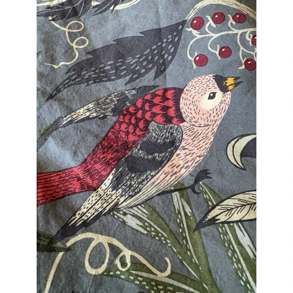 IKEA FILODENDRON Duvet Cover 2 pillowcases Dark blue floral bird patterned queen