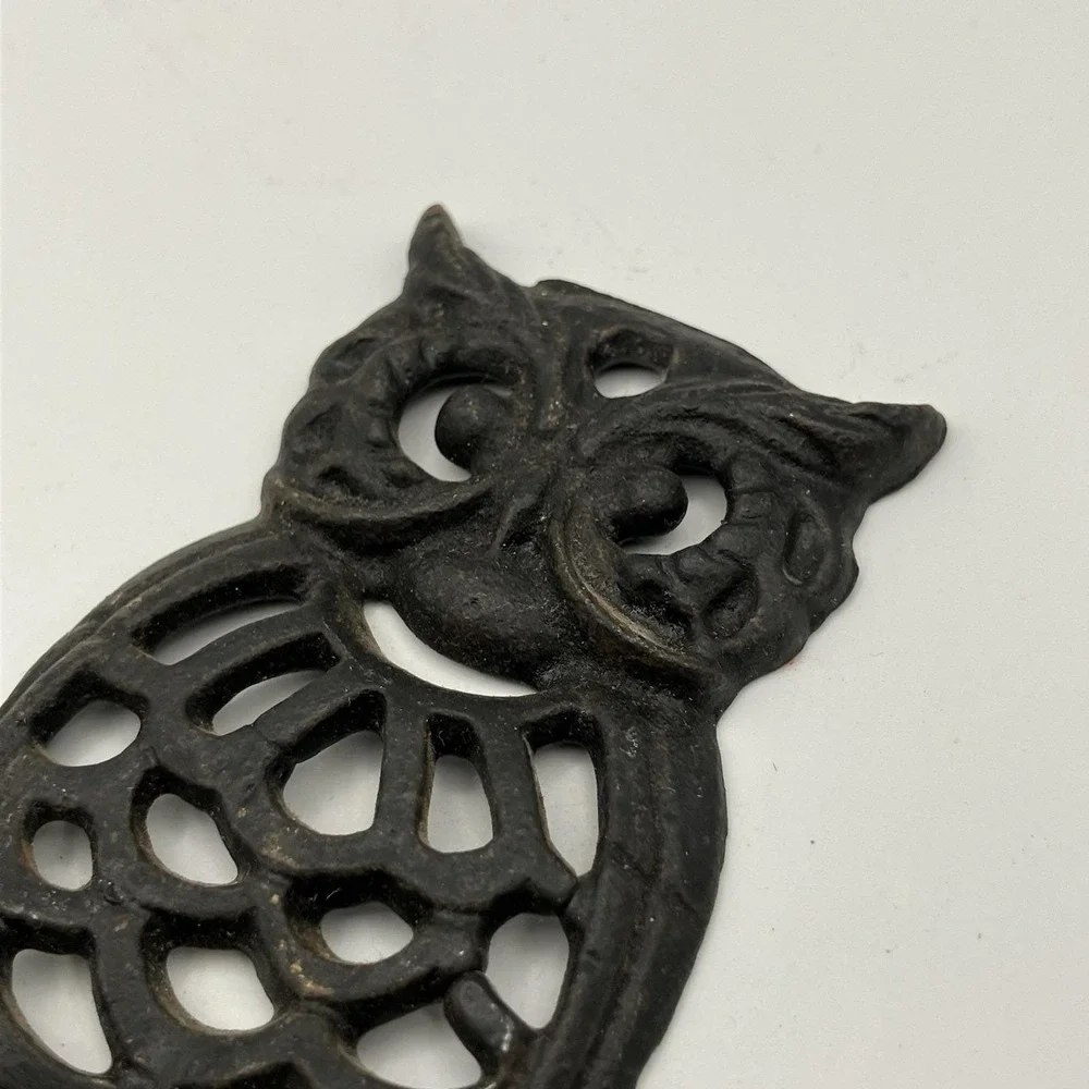 1960's Owl Cast Iron Swivel Hook Holder Only / Wall Mount / Black / No Hook