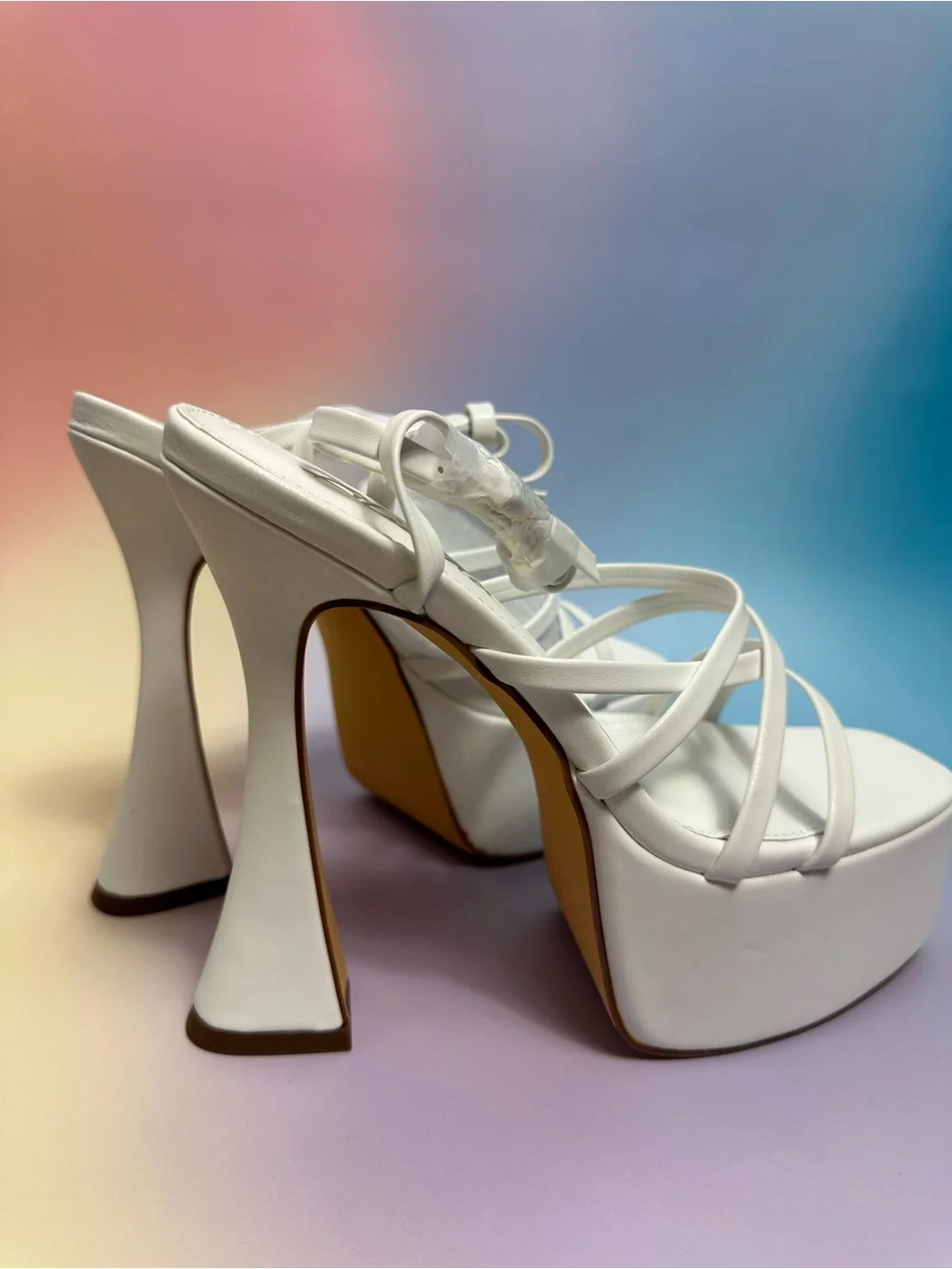 Liliana White Strappy Platform Sandals
