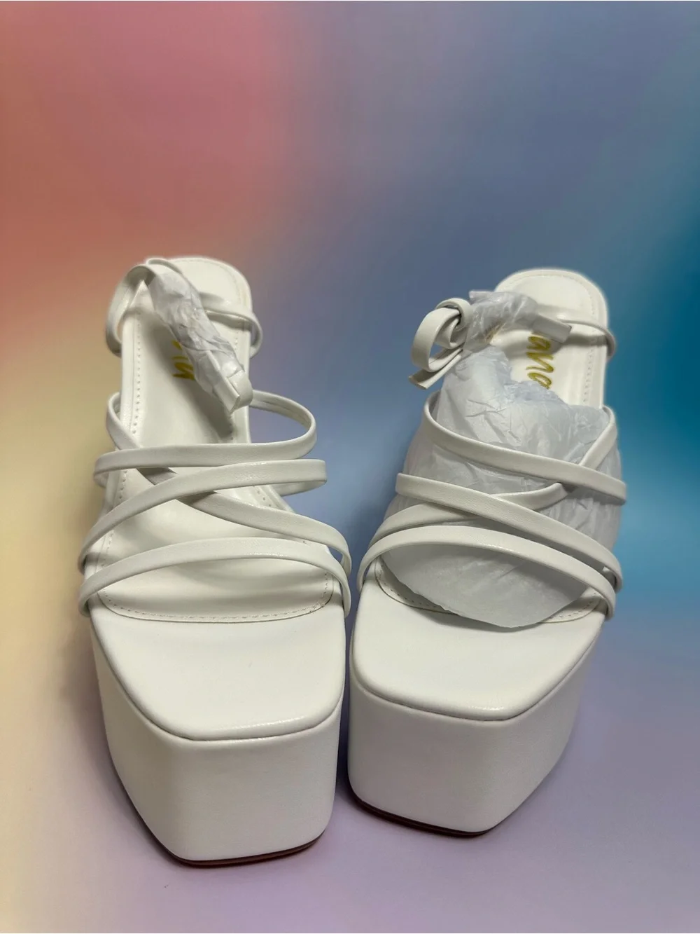 Liliana White Strappy Platform Sandals