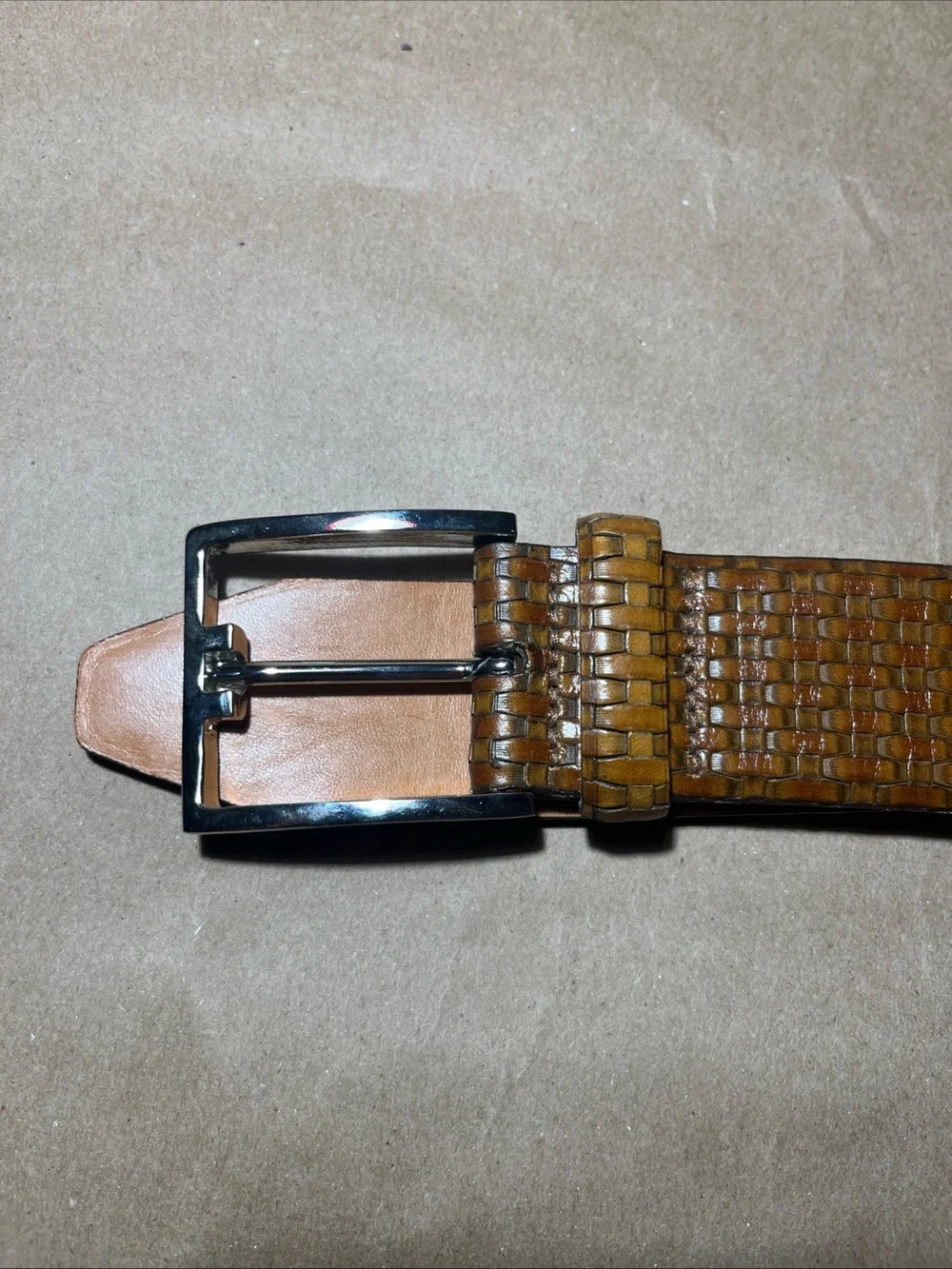 Martin Dingman Made by Hand in America Leather Belt 38 Brown Basketweave