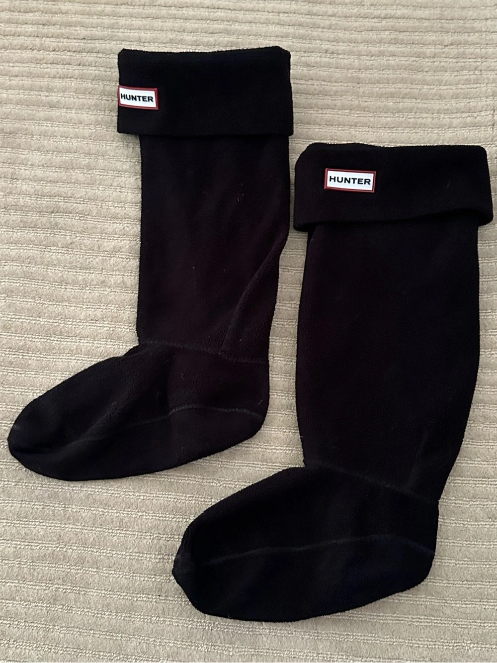 Hunter Black Fold-Over Tall Socks with Logo Patch size M