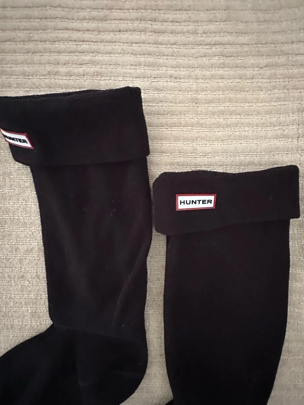 Hunter Black Fold-Over Tall Socks with Logo Patch size M