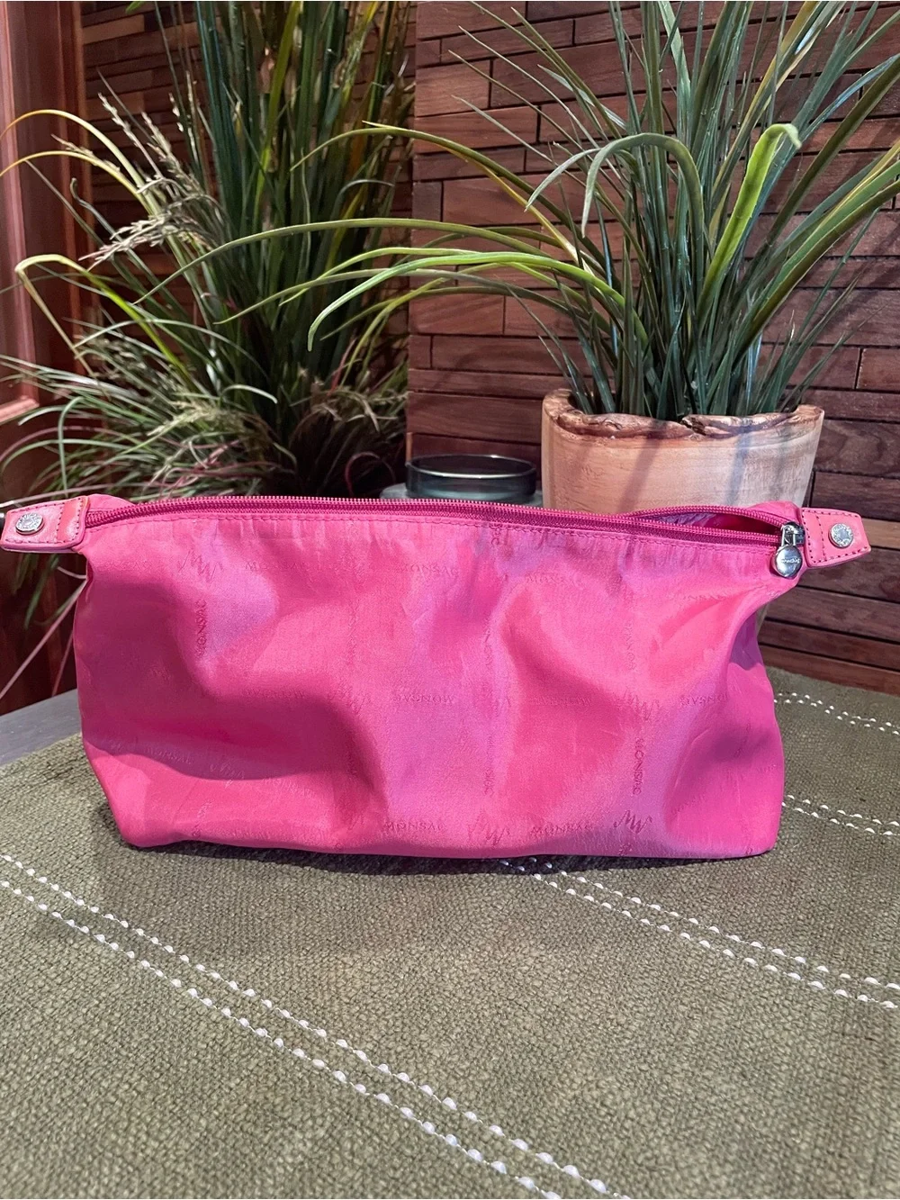 Monsac Hot Pink Zip Cosmetic Pouch
