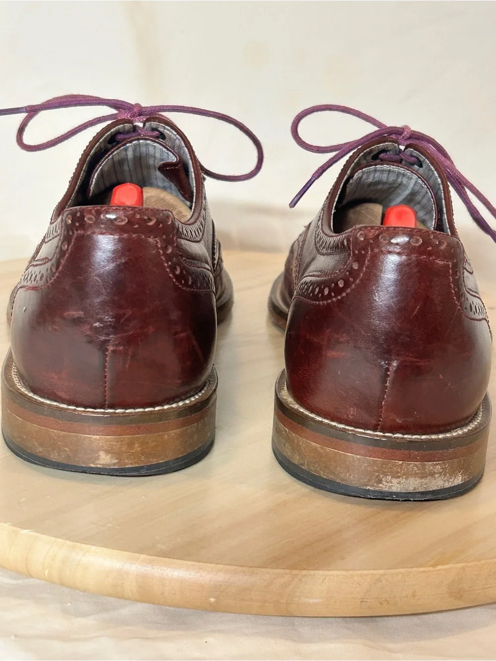J SHOES Charlie Burgundy Leather Wingtip Oxford Dress Shoes Men US 10 UK 9